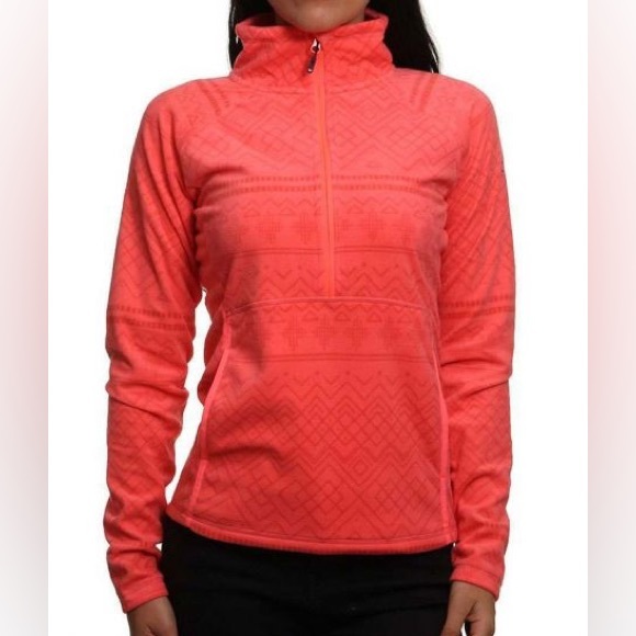 Roxy Cascade Fleece Neon Grapefruit half zip ski - Picture 3 of 10